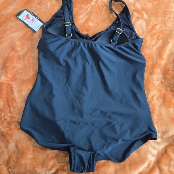 Black Ruched One-Piece Swimsuit Size 16W NWT - Picture 5 of 10